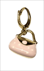 Ciondolo Borsetta Oro Giallo Smalto Rosa Pois rosa pois oro