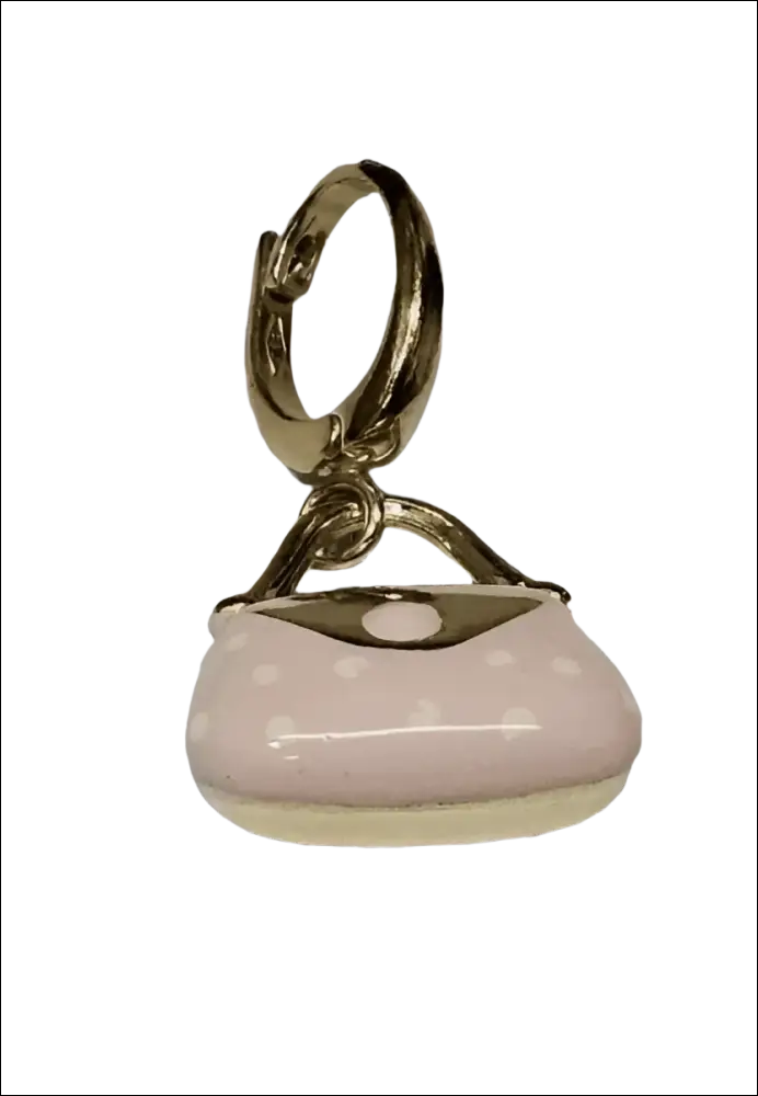 Borsetta ceramica rosa pois oro giallo Ciondolo Borsetta Oro Giallo Smalto Rosa Pois