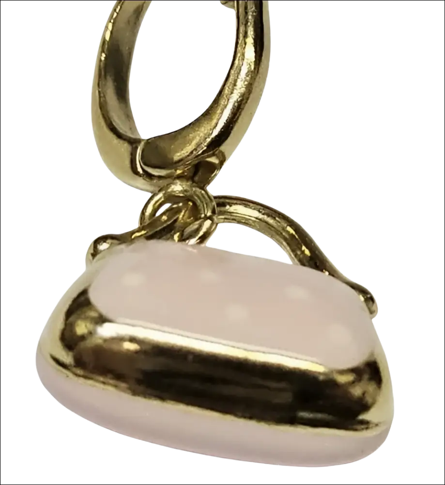 Ciondolo Borsetta Oro Giallo Smalto Rosa Pois oro rosa con enamel rosa