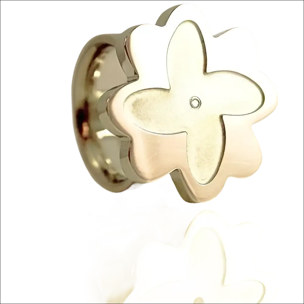 Anello acciaio donna Shape di BLISS K11397 con fiore in argento e gemma centrale