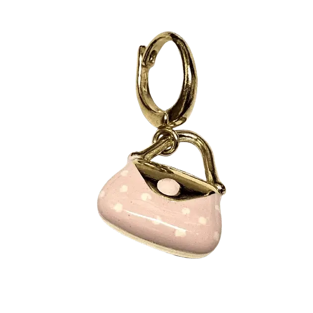ciondolo in oro giallo 750/1000 borsetta smalto rosa|bonini-gioielli