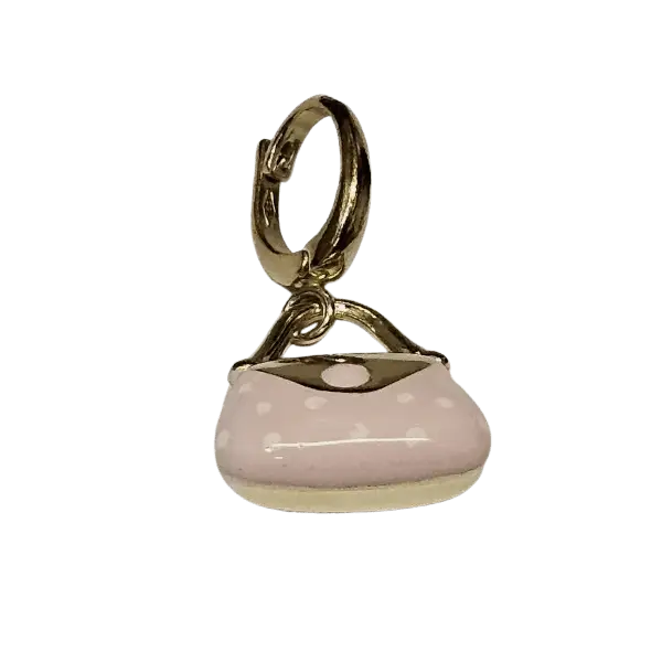 ciondolo in oro giallo 750/1000 borsetta smalto rosa|bonini-gioielli