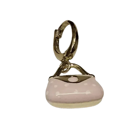 ciondolo in oro giallo 750/1000 borsetta smalto rosa|bonini-gioielli