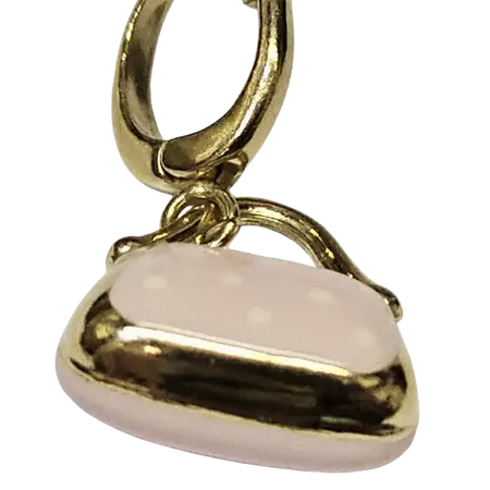 ciondolo in oro giallo 750/1000 borsetta smalto rosa|bonini-gioielli