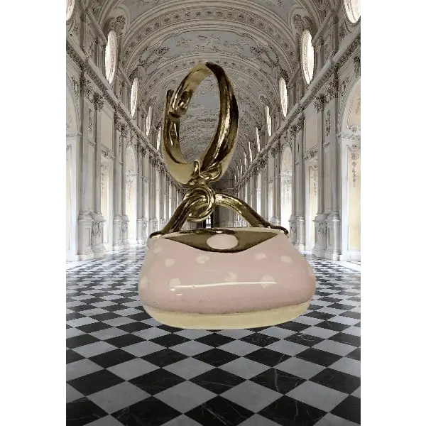 ciondolo in oro giallo 750/1000 borsetta smalto rosa|bonini-gioielli
