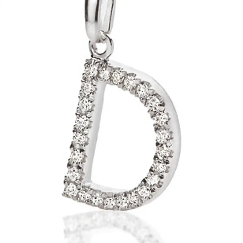 Ciondolo lettera D in oro bianco e zirconi AMBROSIA ACZ 041|bonini-gioielli