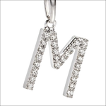 Ciondolo Lettera M oro bianco e zirconi AMBROSIA|bonini-gioielli