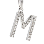 Ciondolo Lettera M oro bianco e zirconi AMBROSIA|bonini-gioielli