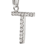 Pendente iniziale T in argento sterling con zirconi e incrostazioni di diamanti AMBROSIA