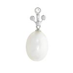 Orecchino in oro bianco con perla a goccia e accento di diamante AMBROSIA