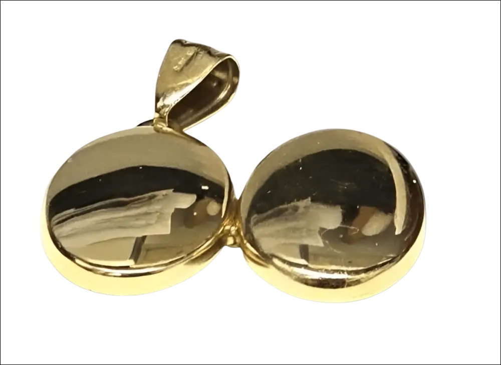 Ciondolo portafoto ovale oro giallo lucido con due metà specchiate