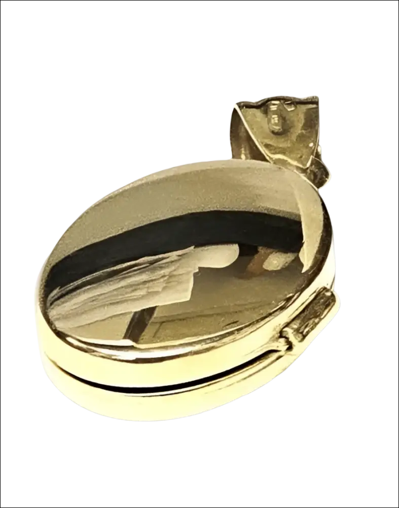 Ciondolo portafoto ovale oro giallo con chiusura laterale lucida