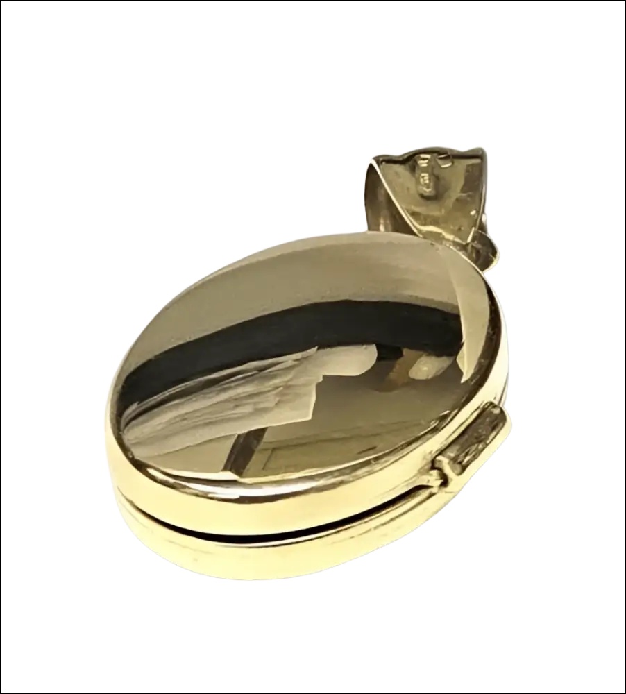 Ciondolo portafoto ovale oro giallo con chiusura laterale lucida