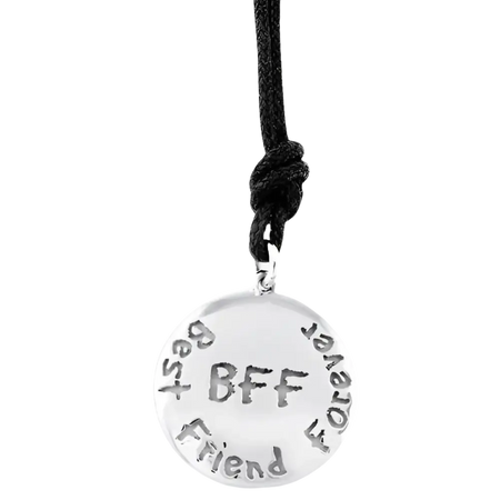 Medaglione BFF in argento su collana nera Ciondolo Simboli di Tendenza