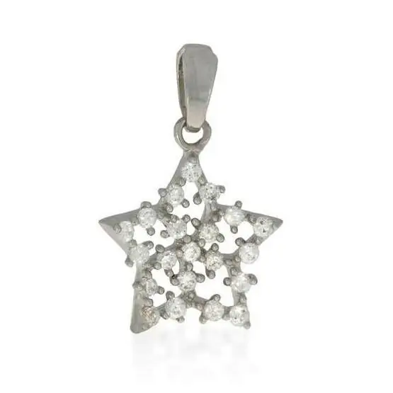 ciondolo stella oro bianco e zirconi ACZ 006 AMBROSIA|bonini-gioielli