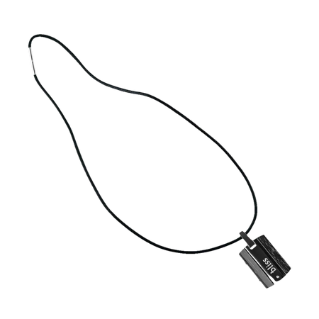 Collana uomo in acciaio e ebano con ciondolo rettangolare metallico K13457