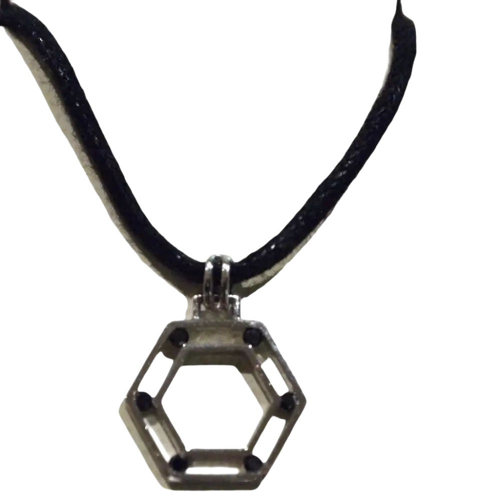 Ciondolo uomo oro bianco e diamanti neri Bliss Soul con pendente esagonale argentato