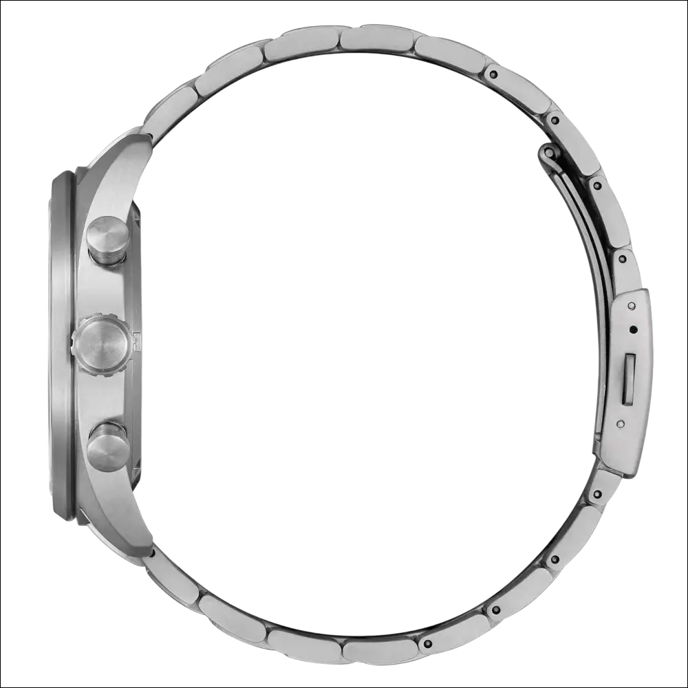 Orologio CITIZEN Cronografo SuperTitanio Uomo in acciaio silver con bracciale intrecciato e tre pulsanti laterali