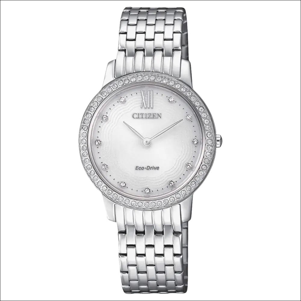 Orologio donna CITIZEN Donna Eco-Drive Zirconi con lunetta cristalli e quadrante bianco|bonini-gioielli
