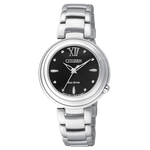 Orologio donna Citizen Eco-Drive in argento con quadrante nero e XII in Roman numerals
