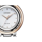 Orologio Donna Citizen Eco-Drive bicolore argento e oro rosa con quadrante bianco e cristalli
