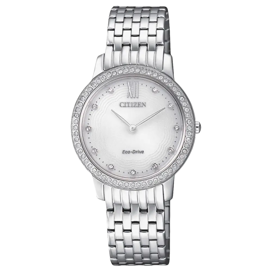 Orologio donna CITIZEN Donna Eco-Drive Zirconi con lunetta cristalli e quadrante bianco