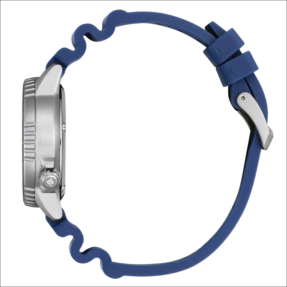 Cinturino in silicone blu ondulato CITIZEN Promaster Diver Donna con fibbia e bezel argento