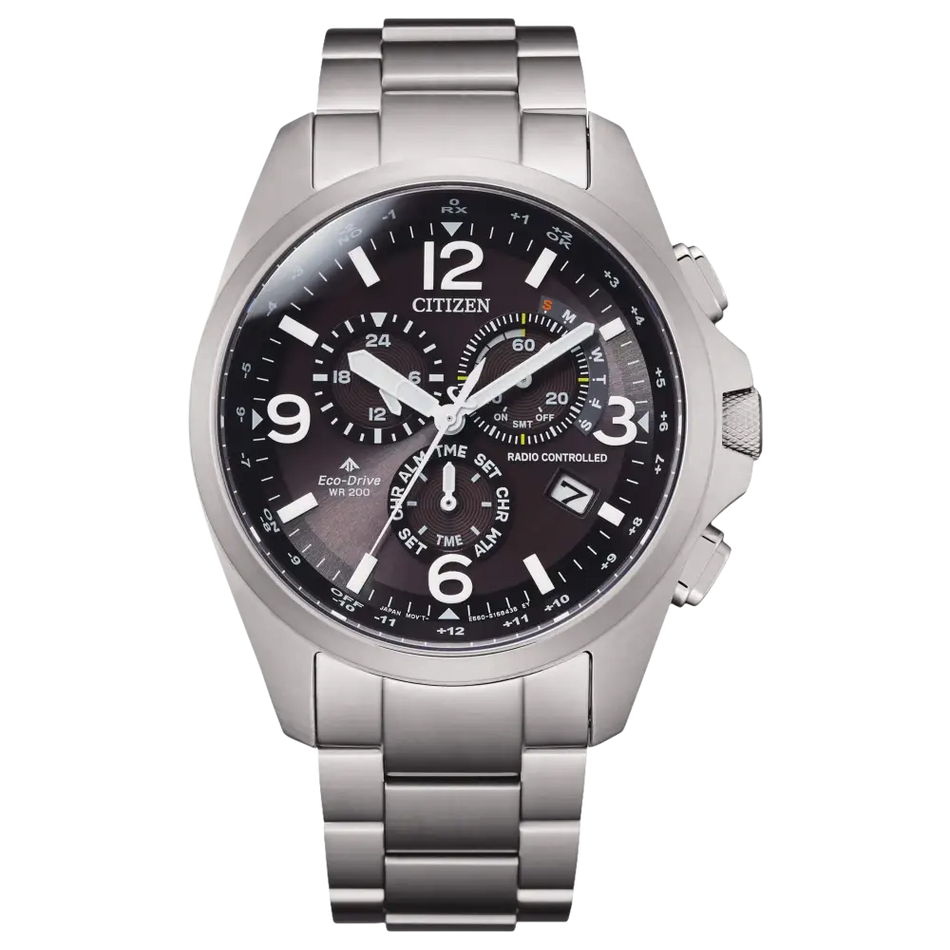 Orologio uomo Citizen Eco-Drive cronografo in acciaio inox con quadrante scuro
