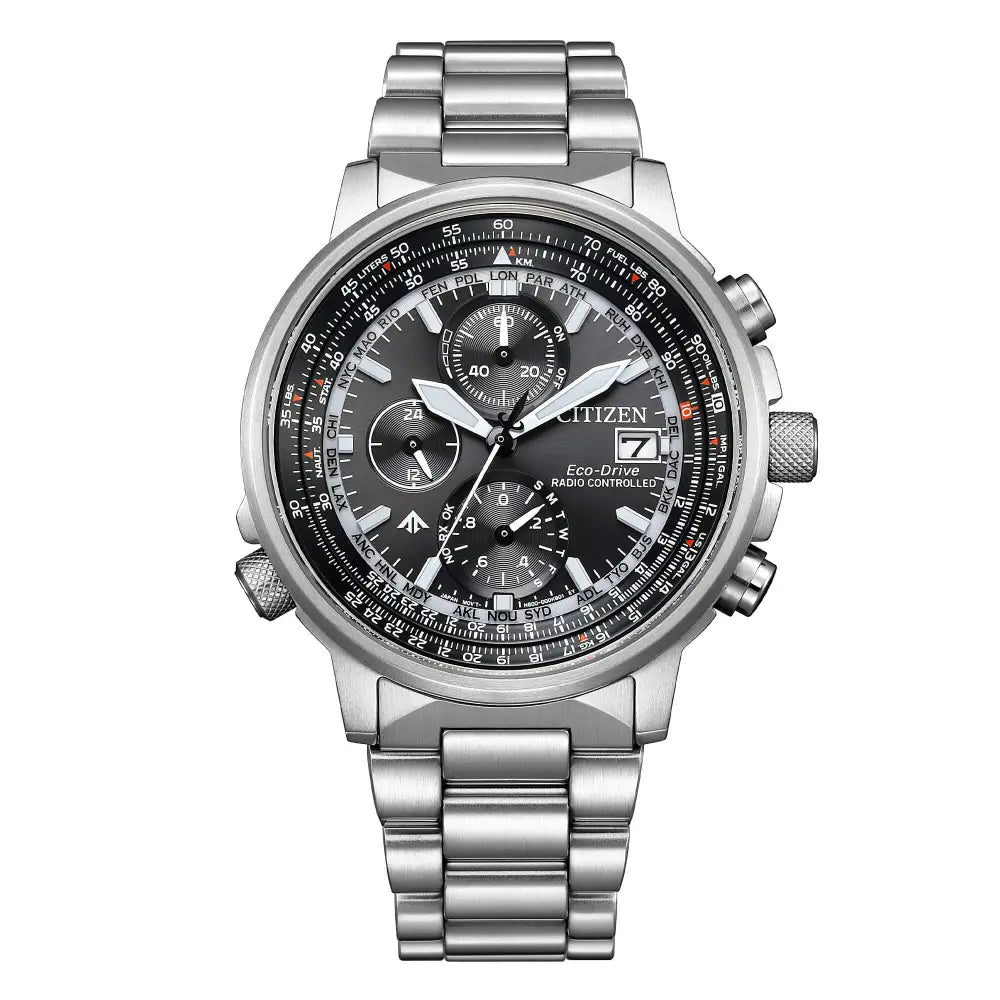 CITIZEN Radiocontrollato Crono Pilot Acciaio AT8300-58E - orologio