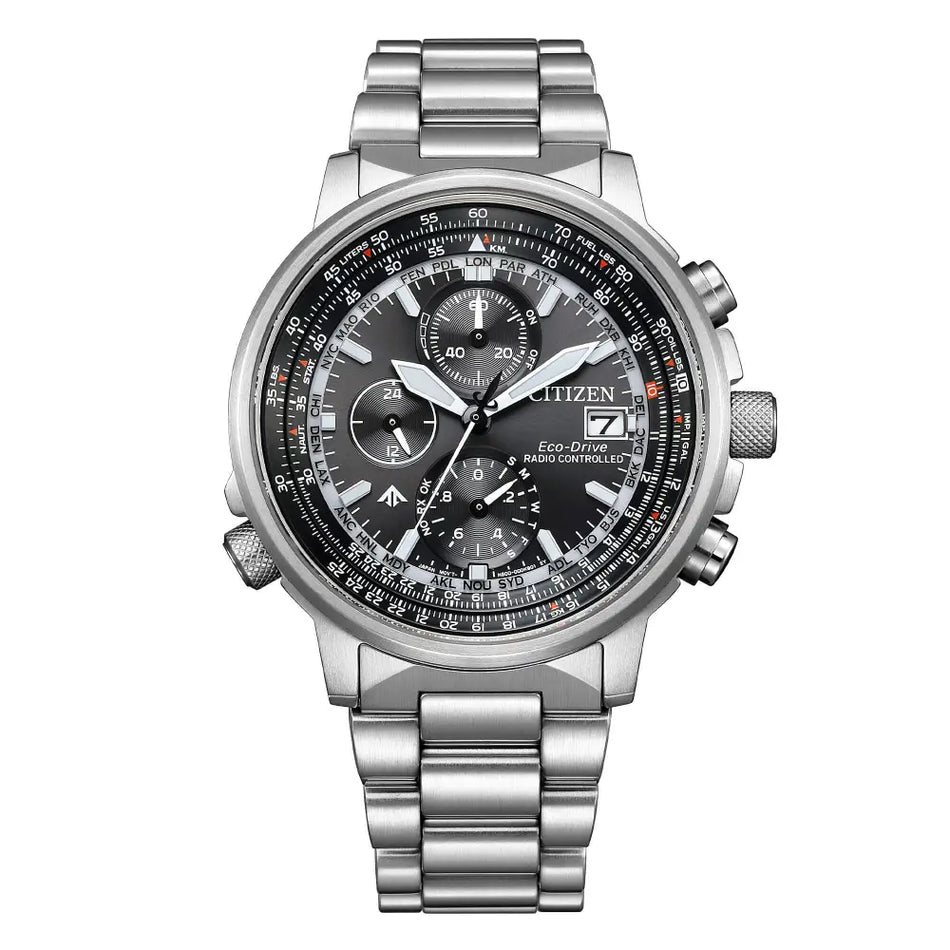CITIZEN Radiocontrollato Crono Pilot Acciaio AT8300-58E - orologio