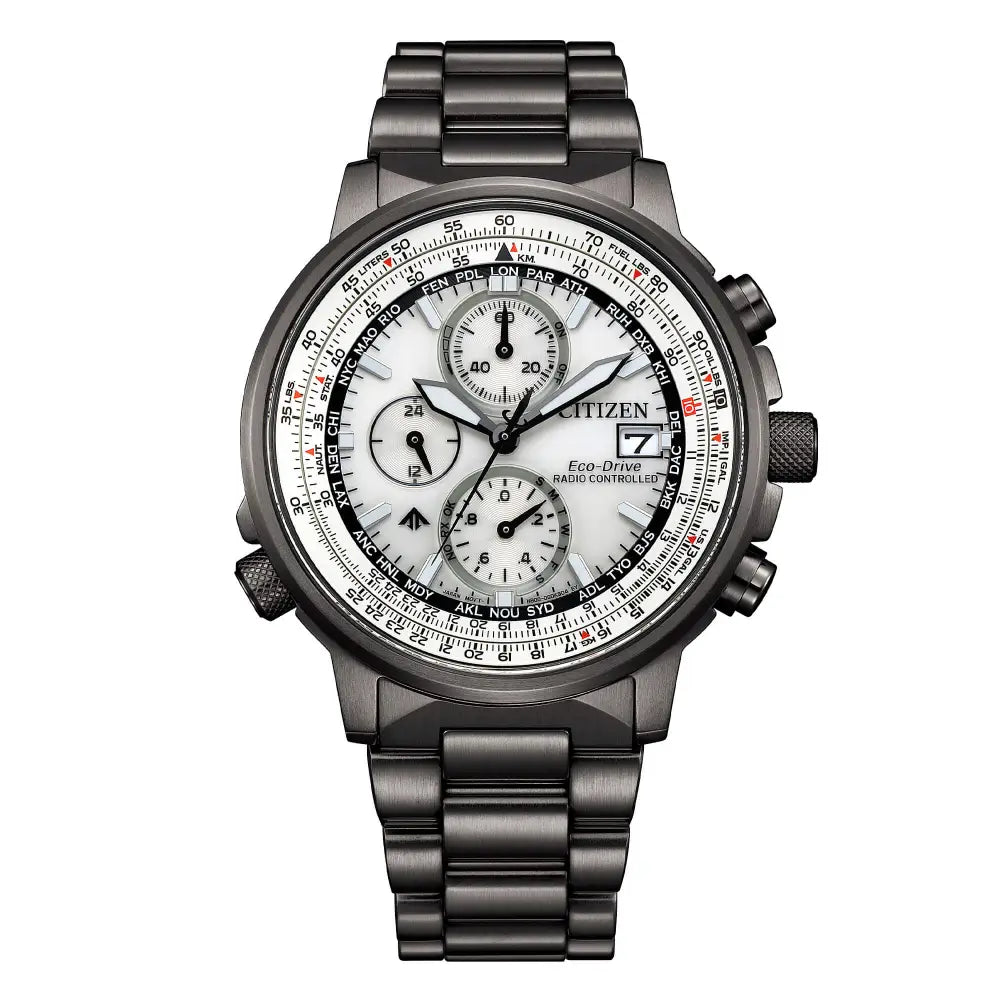 CITIZEN Radiocontrollato Crono Pilot Acciaio finitura grey AT830-57A - orologio