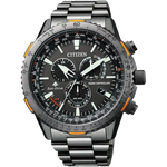 Orologio Citizen Eco-Drive radio-controlled cronografo in acciaio con dettagli arancioni