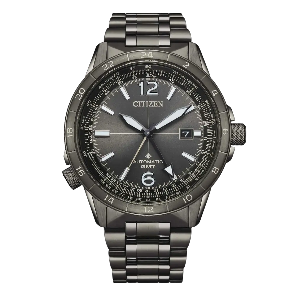 Citizen Sky GMT Promaster Offerta Speciale orologio grigio scuro metallico automatico GMT con bracciale acciaio
