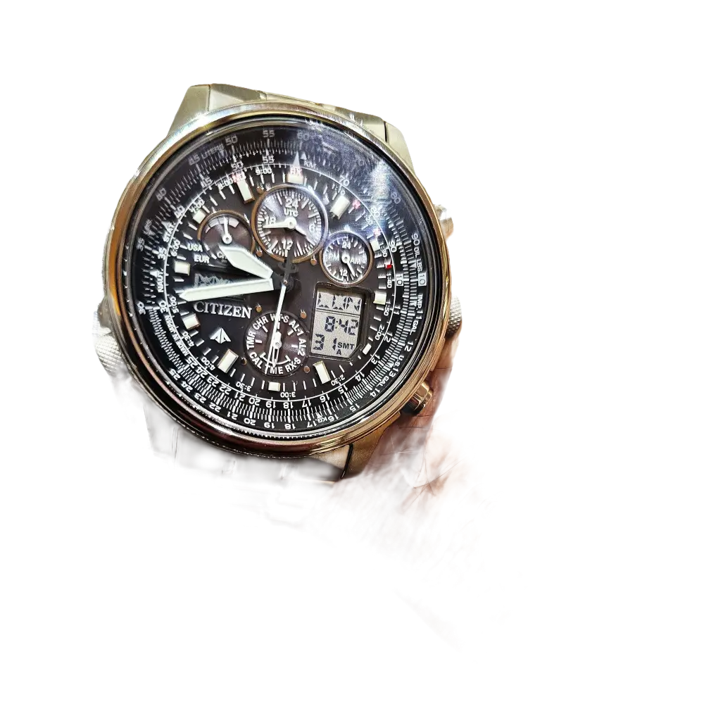 Orologio Citizen Eco-Drive SuperPilot Titanio radiocontrollato con quadrante nero e sub-dial