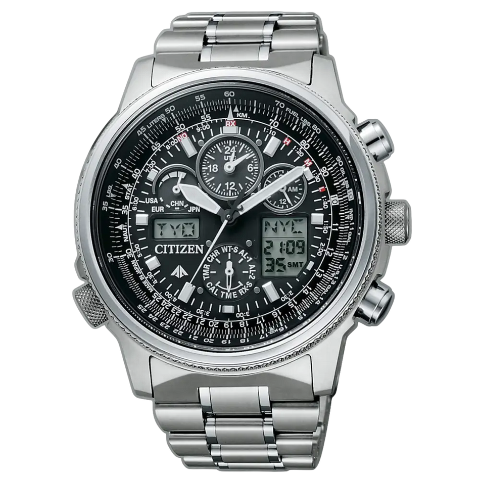 Orologio Citizen Eco-Drive SuperPilot Titanio radiocontrollato in acciaio con cinturino metallico