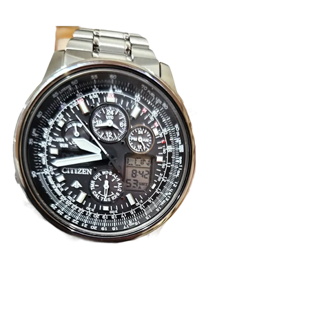 Orologio Citizen Eco-Drive SuperPilot Titanio Radiocontrollato con cinturino in acciaio e quadrante nero sul polso
