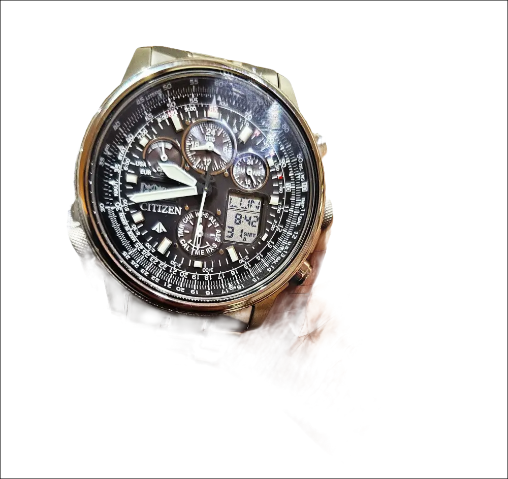 Orologio Citizen Eco-Drive SuperPilot Titanio radiocontrollato con quadrante nero e sub-dial