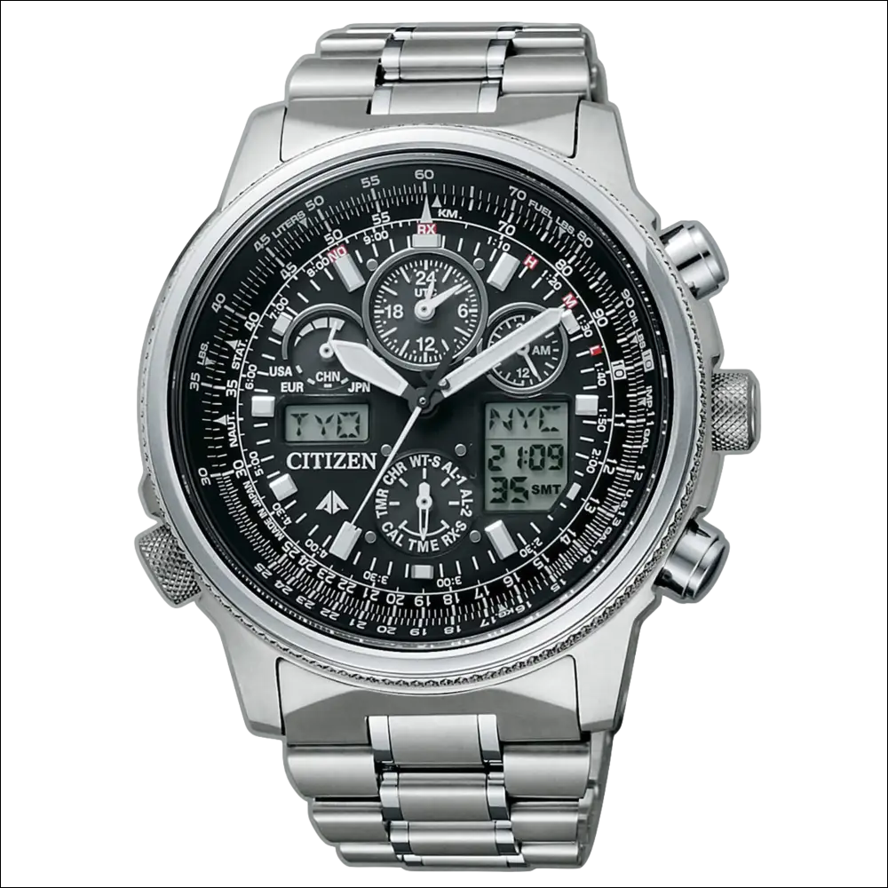 Orologio Citizen Eco-Drive SuperPilot Titanio radiocontrollato in acciaio con cinturino metallico