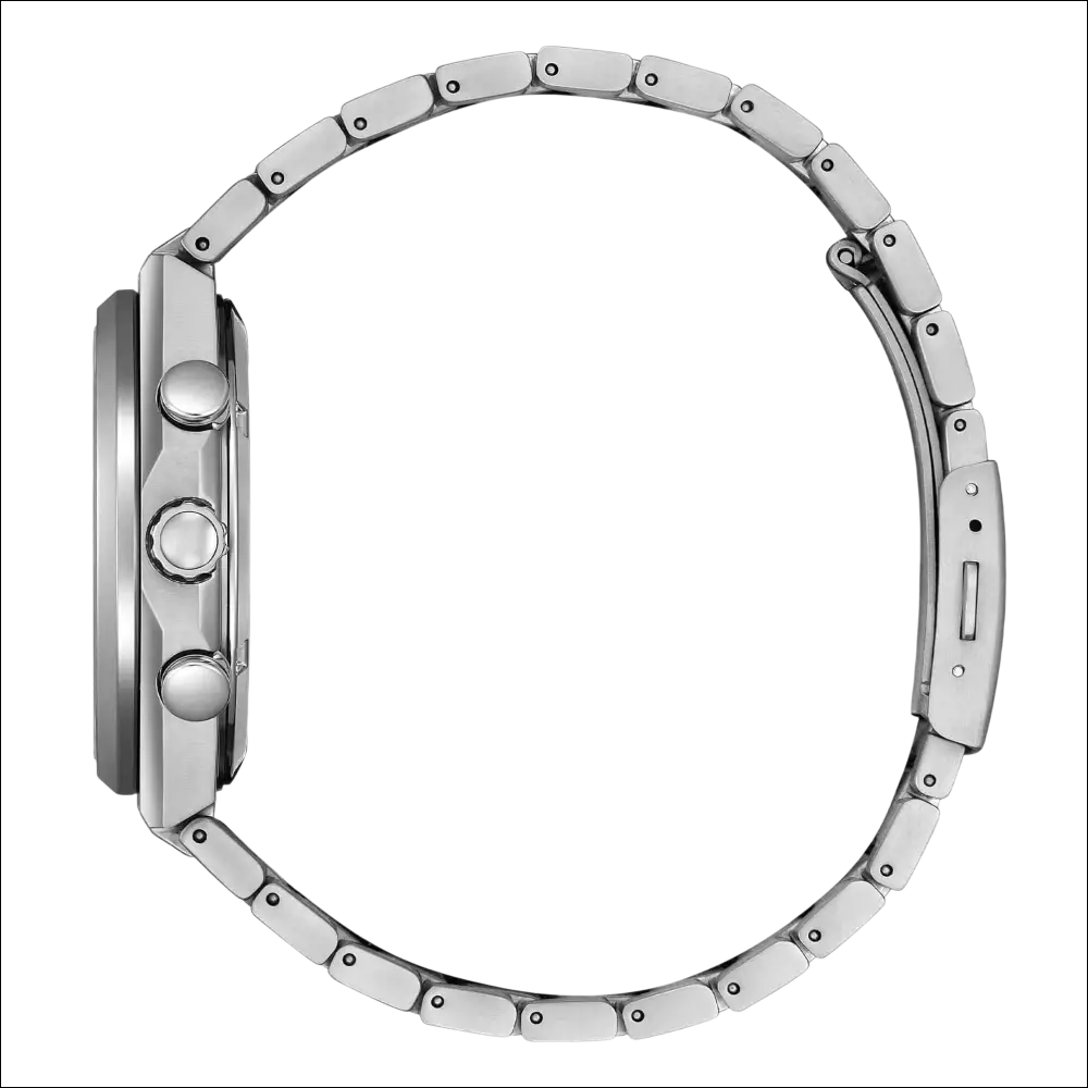 Orologio Citizen Zenshin Crono Super Titanio in acciaio silver con bracciale a maglie lucide e tre pulsanti