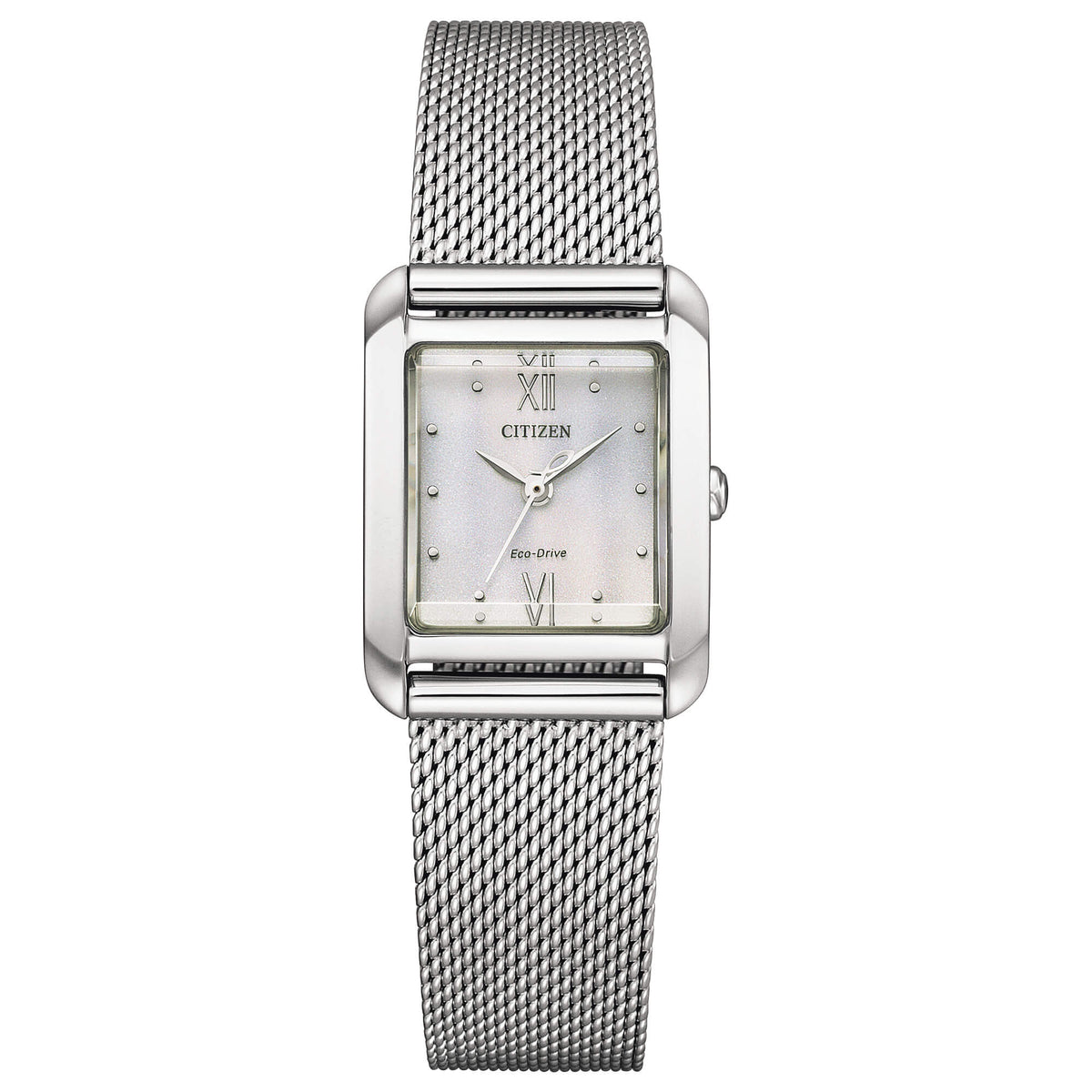 Orologio CITIZEN donna rettangolare bracciale maglia Milano EW5590-62A|bonini-gioielli