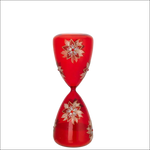 Clessidra Natalizia Verde in Vetro rossa con motivi floreali oro e bianchi