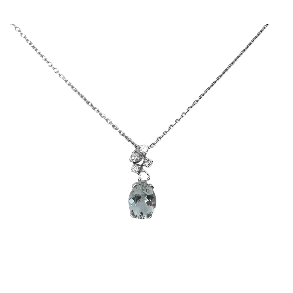 Collana acquamarina e diamanti Marea di Salvini con pendant in pietra blu chiaro