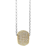 Collana Ambrosia Argento e Zirconi con pendente a botte dorato e zirconi chiari