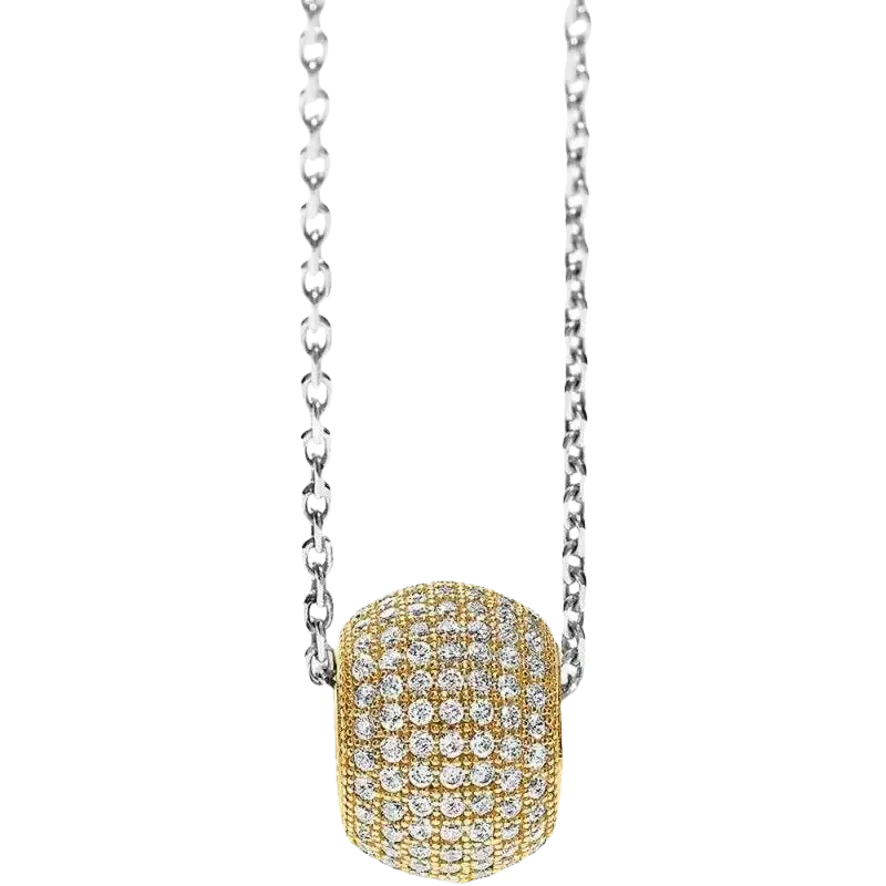 Collana Ambrosia Argento e Zirconi con pendente a botte dorato e zirconi chiari