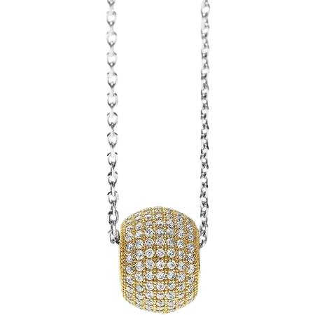 Collana Ambrosia Argento e Zirconi con pendente a botte dorato e zirconi chiari