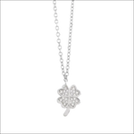 Collana AMBROSIA con ciondolo quadrifoglio in argento e zirconi pavé