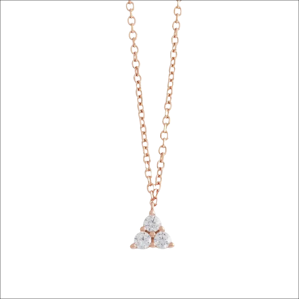 Collana argento rosé con pendente a triangolo e zirconi della linea Ambrosia