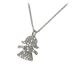 Collana in argento con ciondolo a forma di bambina con zirconi pave-set