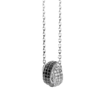 Collana in Argento con pendente a botte con zirconi neri e bianchi brillante