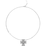 Collana Argento Croce Zirconi con ciondolo a croce in pavé di diamanti